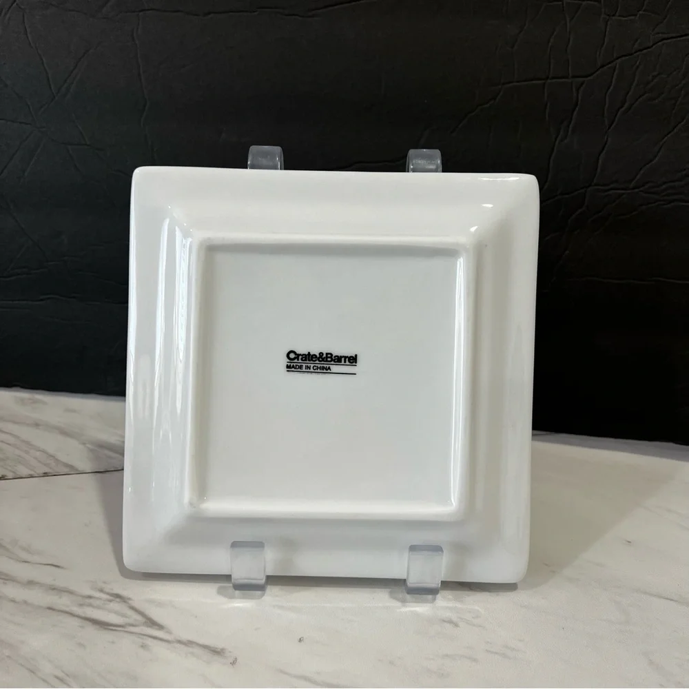 Crate & Barrel White Square Appetizer Plates 6